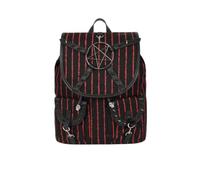 Banned Bloodline Pentagram Backpack Black Red Pinstripe Gothic Harness Bag