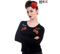 Banned Cardigan Skull Cherries Black Rockabilly Retro Cherry Punk 50's Emo Pinup