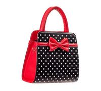 Banned Carla Retro Bag 50s Rockabilly Polka Faux Leather Top Handle Handbag - Black & Red