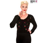 Banned Cherry Cardigan Retro Black Top Rockabilly 50's Pin Up Vintage Cherries
