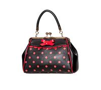 Banned Crazy Little Thing Vintage Bag 50s Rockabilly Polka Top Handle Handbag - Black & Red