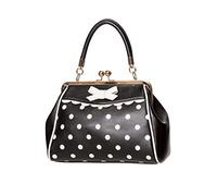 Banned Crazy Little Thing Vintage Bag 50s Rockabilly Polka Top Handle Handbag - Black & White