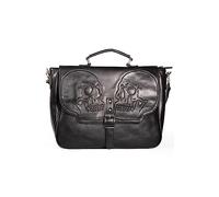 Banned Twin Skull Satchel Bag Black Gothic Messenger Shoulder Bag for Women & Men, iPad School College Uni Bag