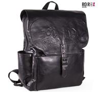 Banned Fire Armour Twin Skull Gothic Faux Leather Skull Backpack Laptop 15"