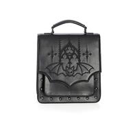Banned Gothic Bat Backpack - Black Faux Leather Studded Flap Satchel Bag Purse