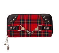Banned Handcuff Wallet Scottish Tartan Check Punk Studs Studded Skull Zipper