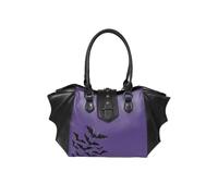Banned Haunted Annabelle Tote Bag - Gothic Bat Wing Handbag, Purple Black Bats