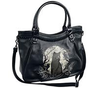 Banned Hecate in Full Moon Women Handbag Black-White, 100% Polyurethane,