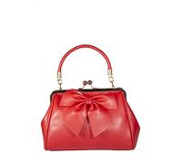 Banned Lockwood Bow Shoulder Bag 50's Retro Faux Leather Rockabilly Dancing Days, Red, One Size