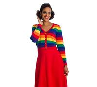 Banned Love Wins Cardigan Cropped Rainbow Stripe Vintage 1950's Retro Knit Top - Multicoloured (XL)