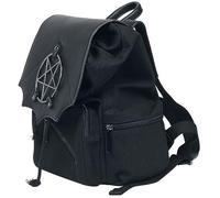 Banned Moloch Pentagram Backpack Batwing Gothic Faux Leather Canvas Bag, Black