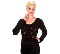 Banned New Women's Cherries Rockabilly Retro 50's Cardigan (XL - UK 14) Black