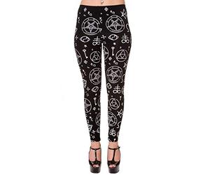 Banned Pentagram Occult Symbols Black Alternative Leggings (XXL)