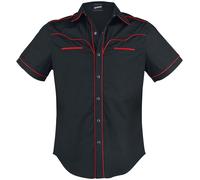 Banned Plain Trim Short-sleeved Shirt black red XXL