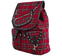 Banned Red Tartan Backpack Women Backpack Black-red, Polyester, Polyurethane,
