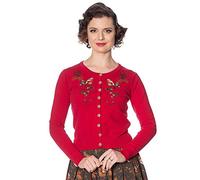 Banned Retro Rockin Robin Vintage Style Xmas Cardigan - UK 20 (3XL) / Red