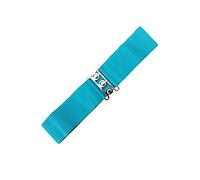 Banned Retro Vintage 1950's Elasticated Wide Nurse Belt - Teal Blue (Small - UK 8-14)
