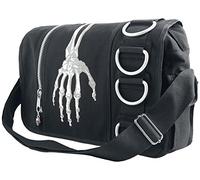 Banned Skeleton Hand Black Messenger Bag - One Size