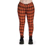 Banned Skinny Check Tartan Trousers Women Punk Emo Checked Pants Alternative Fashion, Orange, S