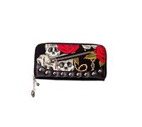 Banned Skulls And Roses Wallet - Black/One Size