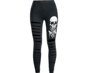 Banned Slashed Skull Women Leggings Black L, 95% Viscose, 5% Elastane, sehr elastisch Skinny