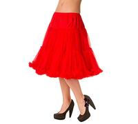 Banned Starlite Long Petticoat Full Volume Ruffle Hem 50s Vintage Retro Layered, Red, M-L