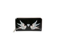Banned Swallows Return Purse - Black Wallet with Embroidered Birds & Diamond