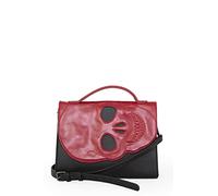 Banned Tenebris Gothic Skull Shoulder Bag with Adjustable Strap, Black and Red, PU Leather, 28 x 20 x 6.5cm (Red)