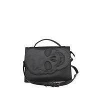 Banned Tenebris Gothic Skull Shoulder Bag with Adjustable Strap, Black and Red, PU Leather, 28 x 20 x 6.5cm (Black)