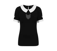 Banned - Top Black Collar White Cat Dark Transparent Chest Darkness Cat Top TP10295, Black/White, XXL