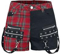 Banned Walk The Line Girls Shorts Black-red 32, 50% Cotton, 45% Polyester, 5% Elastane, Slim Fit