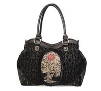 Banned Women's Steampunk / Victorian Top-Handle Bag - Skeleton Lady Cameo Shoulder Bag