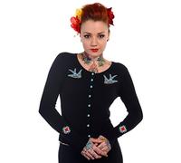 Banned Women's Swallow Bird Rockabilly Retro Cardigan (M - UK 12), Black - Black