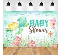 Banner Customizablephotography Backdrop Photography Photoslittle Turtle Seahorse Cartoon Pattern Baby Christening Partypattern Wall Decorations Backdrop