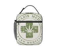 Banner For Medical Marijuana With Cannabis Leaf Lunch Bag Insulated Cooler with Adjustable Shoulder Strap Reusable Lunch Tote Containers for School Work Picnic/Girls Boys Women