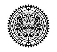 Banner Studio Tattoo Ethnic Maori Tribal mask Polynesian face Patterns Wall Decals PVC 42x42cm Self Adhesive Black
