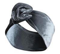Banner Style Turban for Casual Hair in Solid Velvet Modern Gray