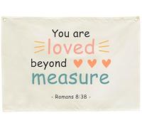 Banner Wall Decor Flag Sign Art for Baby Gift Shower Baby Boy Girl Kid Nursery Bedroom Playroom Reading Room Front Door-Christmas Gift-You are Loved Beyond-Bible Verses Art-28.5×20 inch
