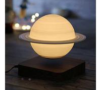 BANNESE Levitating Saturn Levitating Moon Lamp, Floating And Spinning in Air Freely 3D Printing LED Moon Light with Wooden Color Base for Home Office Decor with 3 Color Modes