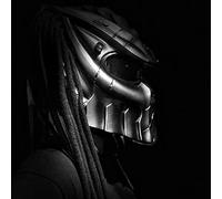 BANNESE Predator Motorcycle Helmet, Full Face Helmet Mask with Hair Braid And LED Light for Outdoor Riding Or Club Parties, And Cosplay Prop, DOT Certified,Thick Braids,XL