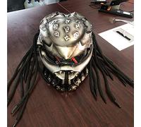 BANNESE Predator Motorcycle Helmet, Motorcycle Full Face Helmet with Hair Braid And LED Light for Outdoor Riding Or Club Parties, And Angle Acting Prop, DOT Certified,Black Text,XL