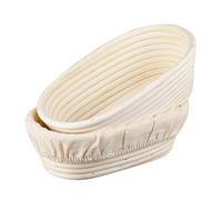 Banneton Basket - 10 inch Bread Proofing Baskets Set of 2 Oval Shaped Dough Proofing Bowls with Liners Perfect for Professional & Home Sourdough Bread Baking Supplies