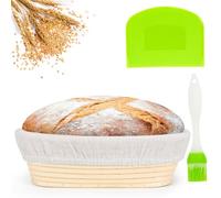 Banneton Bread Proofing Basket 10 * 6 Inch Sourdough Baking Rising Banaton Proofer Box Warmer Baskets Oval Round Bowl Cover Bowls Making Small Bulk Set Kit Supplies Tools Rattan for Home Bakers Gifts