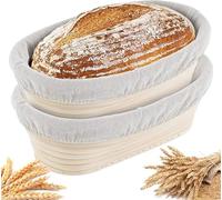 Banneton Bread Proofing Basket 10″ Oval with Linen Liner & Bread Bag - Sourdough Baking Supplies Kit | Natural Rattan Sourdough Proofing Basket, Bread Making Tools, Banneton Basket & Accessories