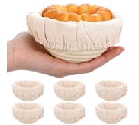 Banneton Bread Proofing Basket 5 Inch Set of 6 Mini Banneton Basket Proofing Small Sourdough Breads Baking, Round Dough Bakery Baking Bread Bowl with Cloth Lining for Handmade Kitchen Supplies