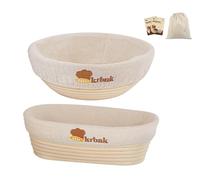 Banneton Bread Proofing Basket 9'' Round & 10'' Oval, Natural Rattan Sourdough Proving Basket with Linen Liner for Professional and Home Bakers, Sourdough Starter Kit