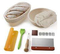 Banneton Bread Proofing Basket for Sourdough: 10 Inch Oval and 9 Inch Round Sourdough Starter Kit - Sourdough Bread Baking Supplies - Proofing Bowls for Sourdough Bread Making