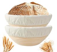 Banneton Bread Proofing Basket Set of 2: 23cm Round Sourdough Bread Making Bowls for Artisan Bread Making for Professionals and Home Bakers