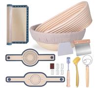 Banneton Bread Proofing Basket Set of 2, 9 inch Round and 10 in Oval, Sourdough Bread Baking Supplies, Bread Making Starter Kit, Proofing Baskets for Bread Baking, Perfect Baker's Gift Set