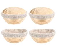 Banneton Bread Proofing Basket Set of 4PCS 6 Inch Round Sourdough Dough Proofing Bowls for Sour Dough Bread Baking Supplies, Proofing Basket or Home Sourdough Bakers Baking